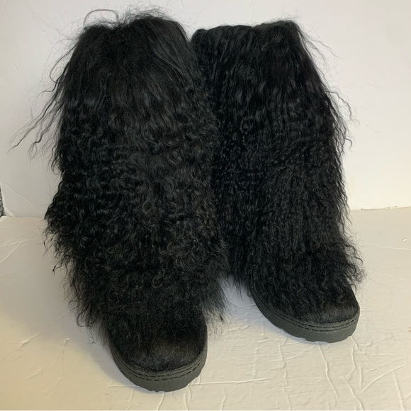 Bearpaw Boetis II Black Real Fur Winter Boots Women’s 7 New In Box - Picture 2 of 14